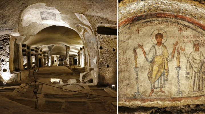 Catacombs of San Gennaro and image of Saints