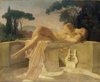 Paul Delaroche, Fanciulla nuda in un labrum pompeiano, 1843 - 1844 circa, olio su tela, 154 cm x 192 cm, Besançon, Musée des Beaux-Arts et d’Archèologie, photo Charles Choffet 