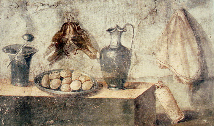 Natura morta dalla Casa di Giulia Felice, Pompei. Oggi conservato al Mann
