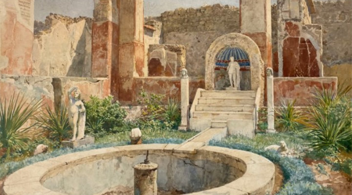 Luigi Bazzani, Casa di Marco Lucrezio Luigi Bazzani, Casa di Marco Lucrezio, Acquerello - 1901