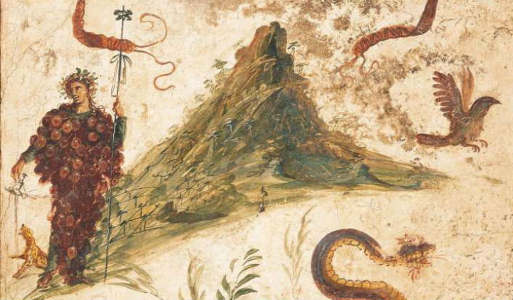 Bacco e il Vesuvio - Affresco conservato al Museo Archeologico Nazionale di Napoli, proveniente da Pompei