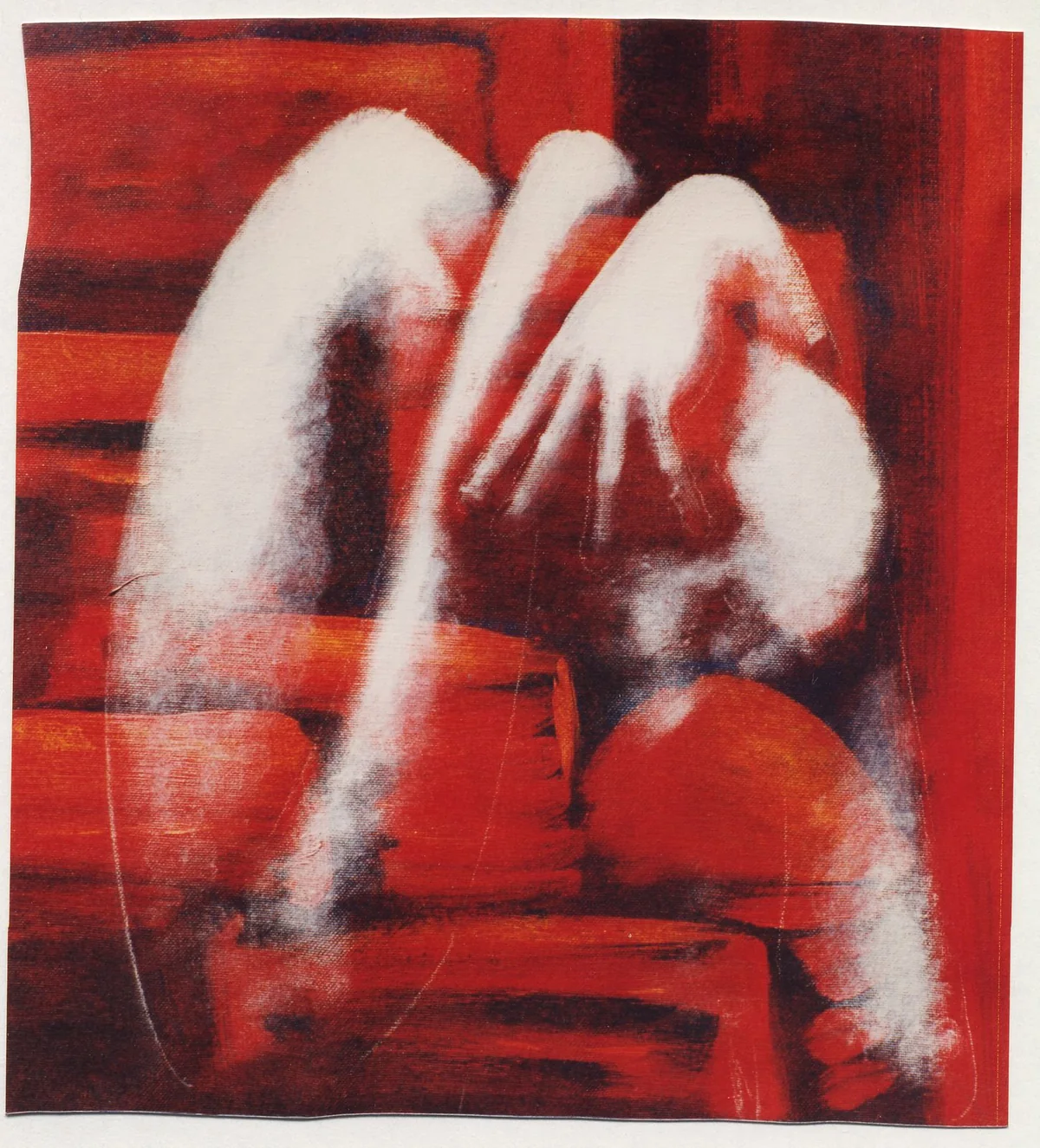 Figura rannicchiata in rosso, opera Inquietudini di Tiberio Gracco